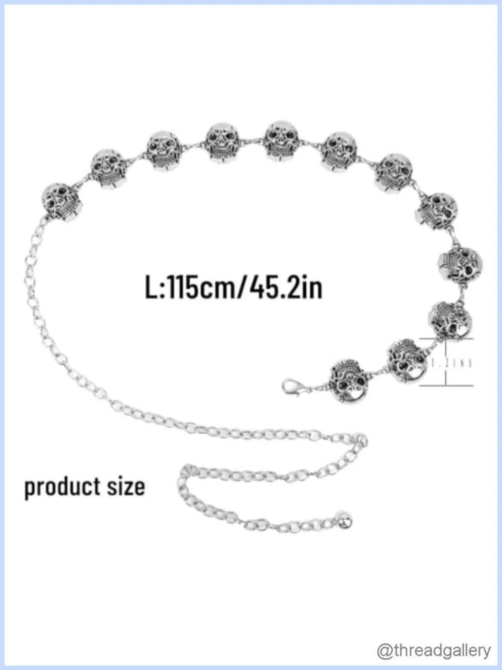 Skull Belly Chain Metal Waist Belt Punk Gothic Body Chain for Outfit